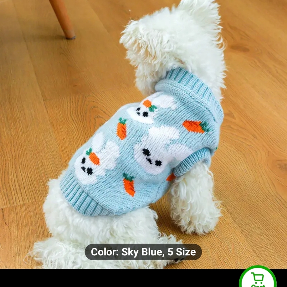 Size Small dog sweater with bunnies